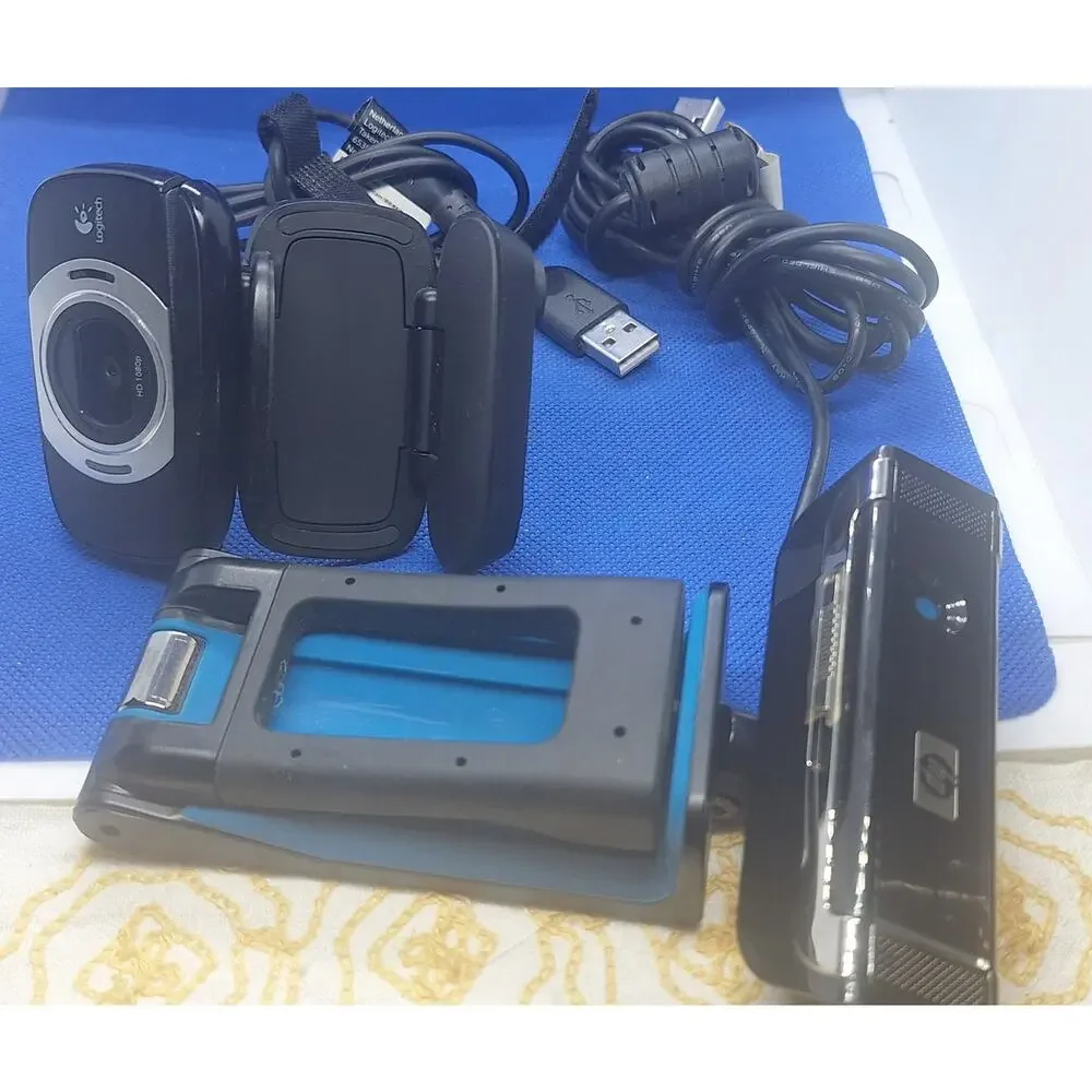 Lot of 2 HD Webcams– Logitech C615 1080p & HP Deluxe Autofocus 2.0MP USB Cameras